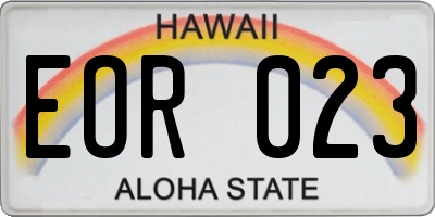 HI license plate EOR023