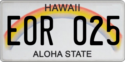 HI license plate EOR025