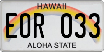 HI license plate EOR033