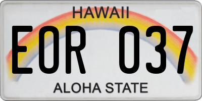 HI license plate EOR037