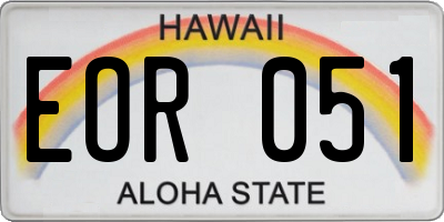 HI license plate EOR051