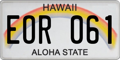 HI license plate EOR061
