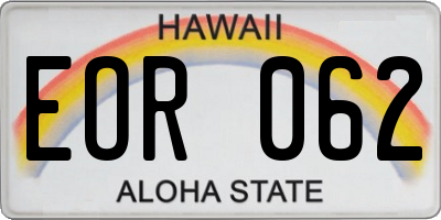 HI license plate EOR062