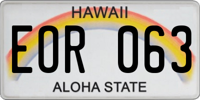 HI license plate EOR063