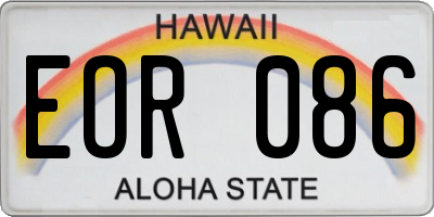 HI license plate EOR086