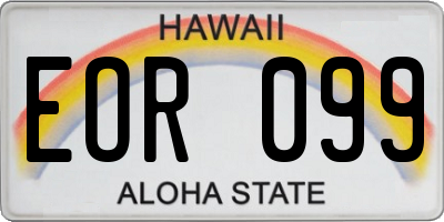 HI license plate EOR099
