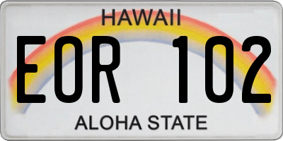 HI license plate EOR102