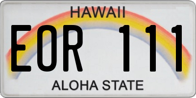 HI license plate EOR111