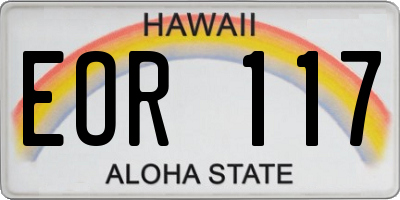 HI license plate EOR117