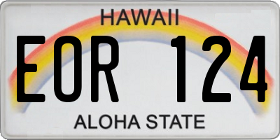 HI license plate EOR124