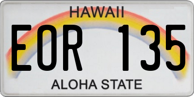 HI license plate EOR135