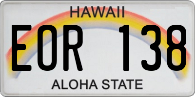 HI license plate EOR138
