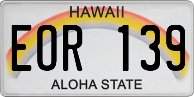 HI license plate EOR139
