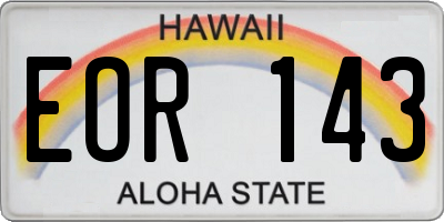 HI license plate EOR143