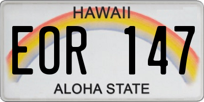 HI license plate EOR147