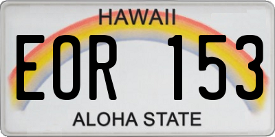 HI license plate EOR153