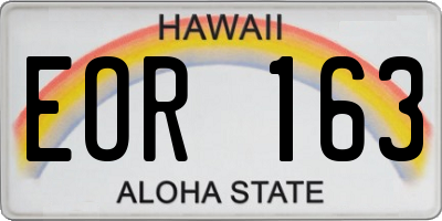 HI license plate EOR163