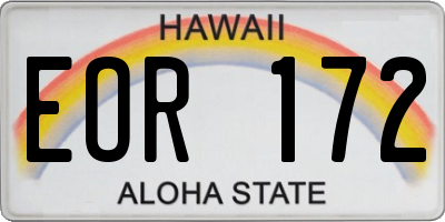 HI license plate EOR172