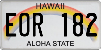 HI license plate EOR182