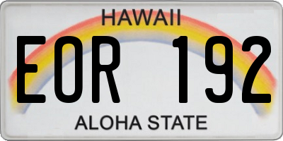 HI license plate EOR192