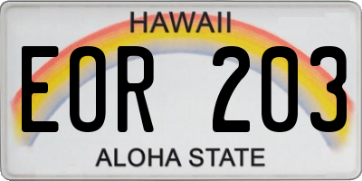 HI license plate EOR203
