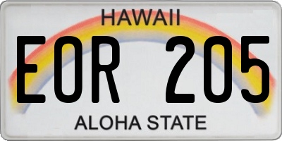 HI license plate EOR205