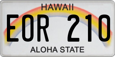 HI license plate EOR210