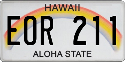 HI license plate EOR211
