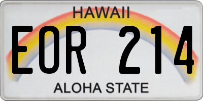 HI license plate EOR214