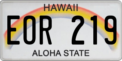 HI license plate EOR219