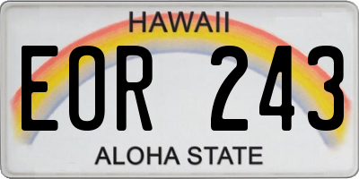 HI license plate EOR243