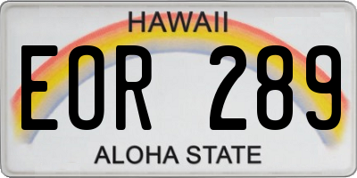 HI license plate EOR289