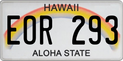 HI license plate EOR293