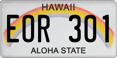 HI license plate EOR301