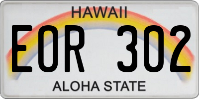 HI license plate EOR302