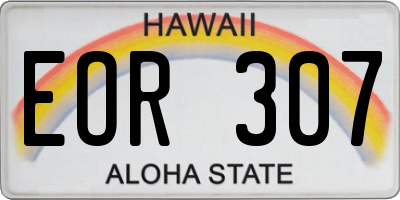 HI license plate EOR307