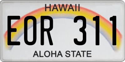 HI license plate EOR311