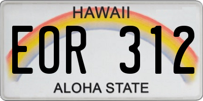 HI license plate EOR312