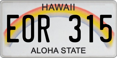 HI license plate EOR315