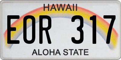 HI license plate EOR317