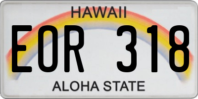 HI license plate EOR318
