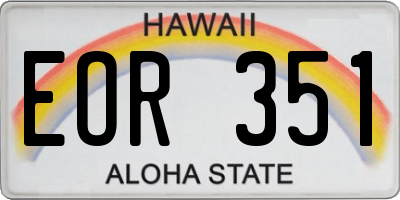 HI license plate EOR351