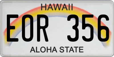HI license plate EOR356