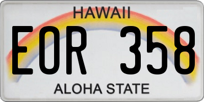 HI license plate EOR358