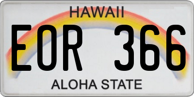 HI license plate EOR366