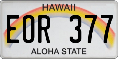 HI license plate EOR377