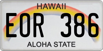HI license plate EOR386
