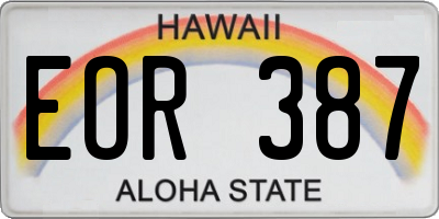 HI license plate EOR387