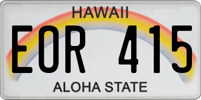 HI license plate EOR415