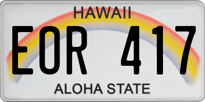HI license plate EOR417